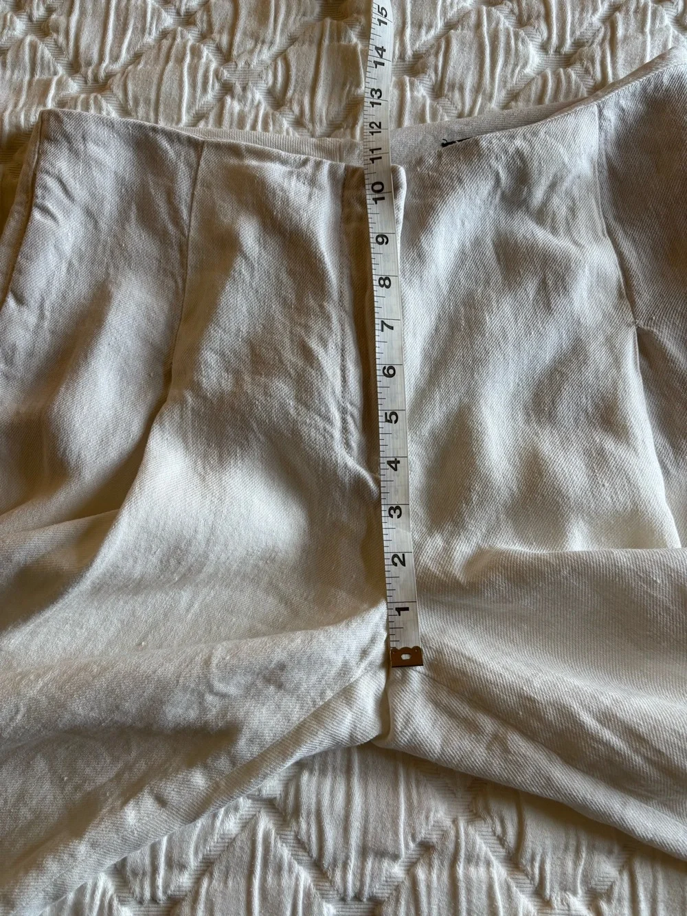 ZARA ZW COLLECTION ECRU WIDE LEG LINEN/VISCOSE TROUSERS, PANTS - L